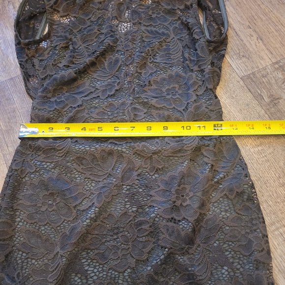 Hello Miss Lace Cut Out Olive Green Dress Size Small - Picture 5 of 9